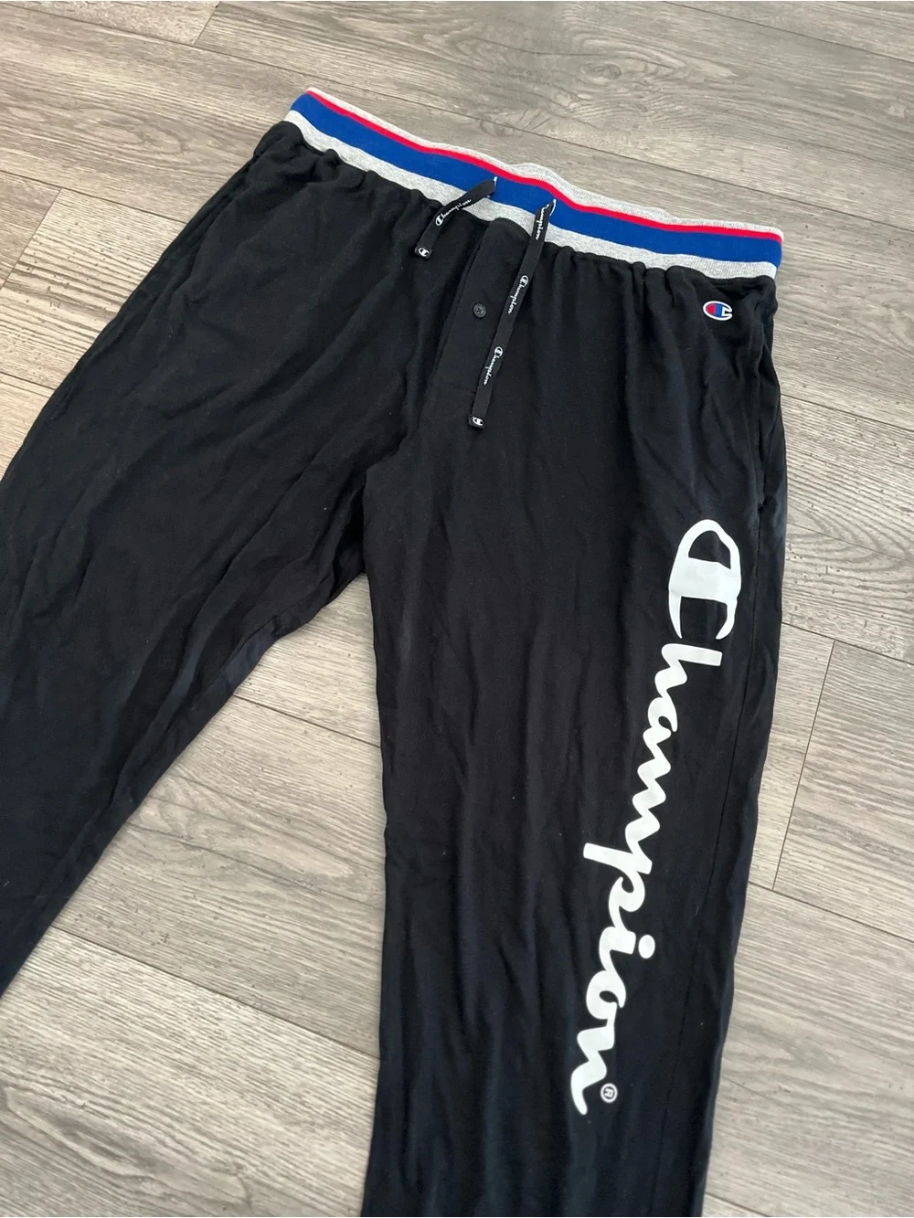 Champion Men's Rib Cuff Pajamas Sleep Pants Button Fly XL Drawstring Jogger